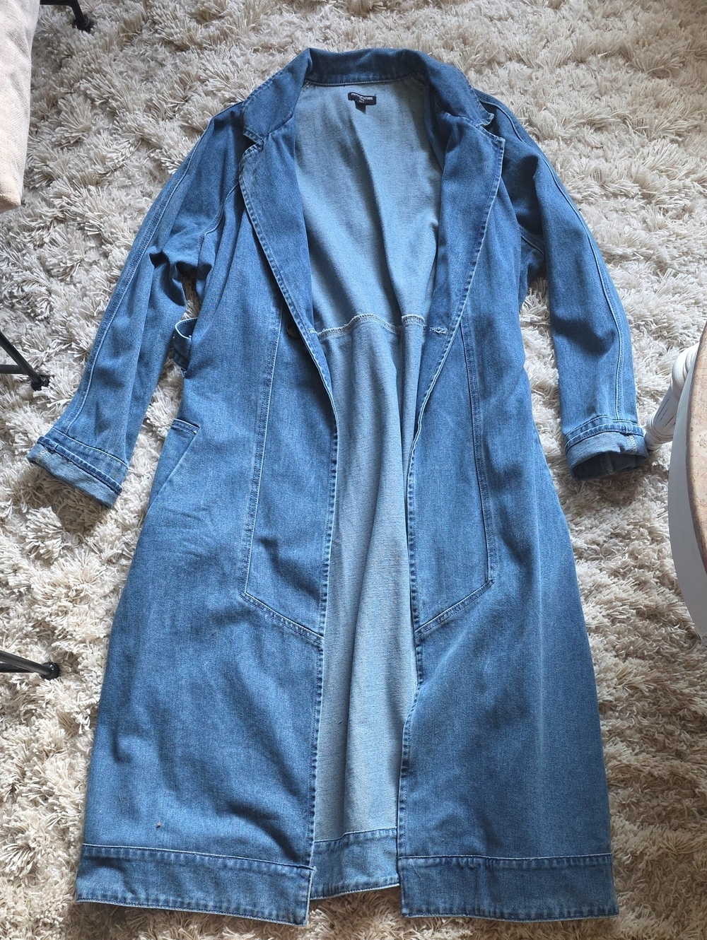 PrettyLittleThing Blue Denim Longline Trench Coat